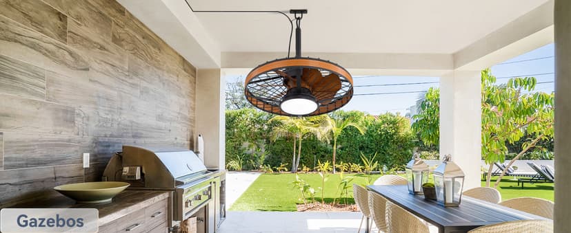 LEDIARY Outdoor Ceiling Fans with Lights, IP65 Waterproof Gazebo Fan with Hanging Hook,6 Speeds, 3CCT, 20 Inch Wet Rated Plug in Ceiling Fan for Patios,Porch, Pergola,Canopy