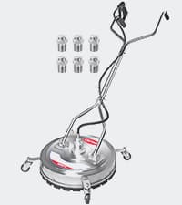 22" Pressure Washer Surface Cleaner with 4 Wheels & Dual Handles & 3 Nozzles, 4500PSI 6GPM Stainless Steel Pressure Washer Attachment for Concrete Driveway Sidewalk Deck Patio, Commercial Grade