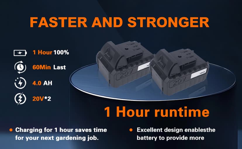 40V Cordless Tiller Cultivator,16 Huge SteelTines Garden Tiller,8.6 inch Wide BatteryPowered Garden Cultivator,(2 4AH Battery andCharger Included)