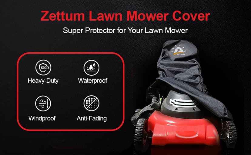 Push Lawn Mower Cover - Walk Behind Lawn Mower Covers Waterproof Heavy Duty, 600D Outdoor Push Mower Cover Universal with Storage Bag for Greenworks, EGO, Craftsman, Husqvarna, Honda and More