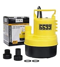 1/6HP Portable Utility Pump Submersible Small Backup Sump Pump Draining pump to Remove Water from Flooding House Basement Pool Tankless Heater Flushing Pump with 10-Foot Cord SUB 1100