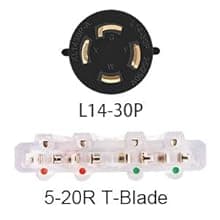30 Amp to 110 Adapter Generator Power Cord, 4 Prong 30 Amp to 15 Amp Generator Adapter, Nema L14-30P Male to 4X 5-20R Female with Dust Protection Caps, 1.5 FT