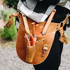 Botanica Leather Garden Tool Belt for Women with Glove Holder - Florist Belt - Durable Gardeners Tool Belt for Women - Gardening Belt - Gardening gift for women - Utility belt