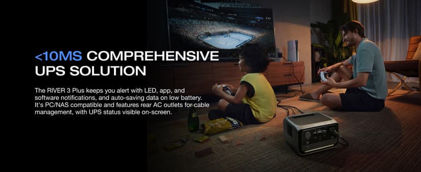 EF ECOFLOW Solar Generator RIVER 3 Plus with 45W Solar Panel, 286Wh Portable Power Station LiFePO4 Battery, 3 Up to 1200W AC Outlets, <10 MS UPS, Expandable to 858Wh, <30 dB Quiet, 1Hr Fast AC Charge