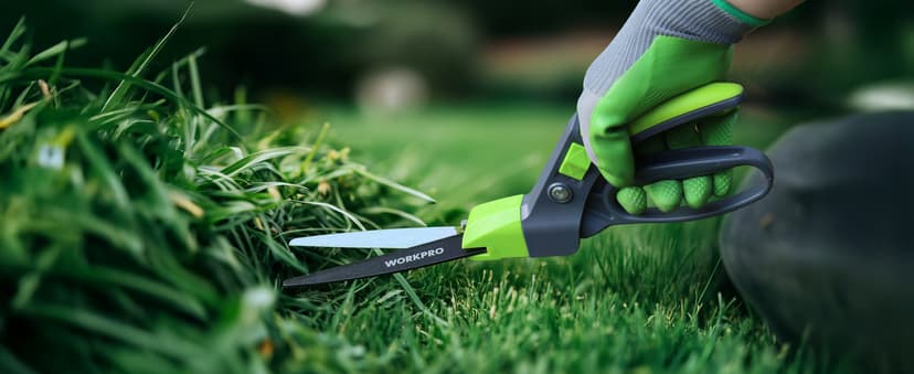 WORKPRO Grass Shears Handheld, Ultra-Sharp Grass Clippers with 360 Degree Swivel Blades, Manual Grass Cutter, Non-Slip Garden Shears, Gardening Scissors, Plant Clippers for Precise Lawn Trimming
