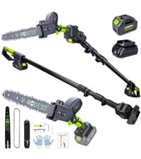 4-in-1 Pole Saw & Electric Pruning Shears, 8 Inch Pole Saws for Tree Trimming, Cordless Pruning Shears with 15ft Max Extension Pole, 2 * 4.0Ah Battery Powered Pole Saw Pole Pruner for Garden