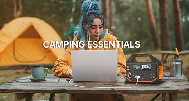 Portable Power Station 600W,293Wh Portable Generator for Home Use, Quiet Generator for Camping Travel Emergency CPAP Survival Backup Outdoor Apartment,100W PD & 110V Pure Sine Wave AC Outlet