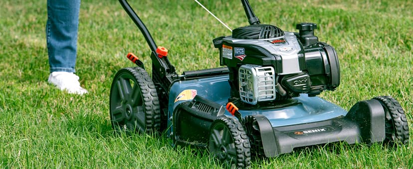 SENIX LSPG-M7 21-Inch Gas Push Lawn Mower with 140 cc 4-Cycle Briggs & Stratton Engine, Bagging, Mulching, and Side Discharge, 6-Position Dual Lever Height Adjustment