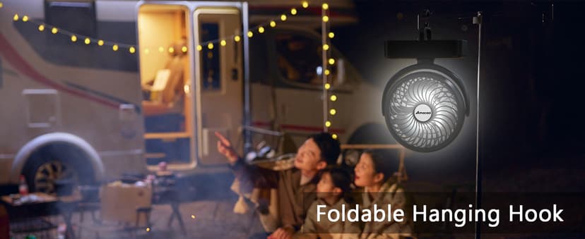 Portable Camping Fan with LED Lantern- 40H Work Time Rechargeable Battery Operated Fan with Hanging Hook for Tent Car RV Hurricane Emergency Outages Survival Kit
