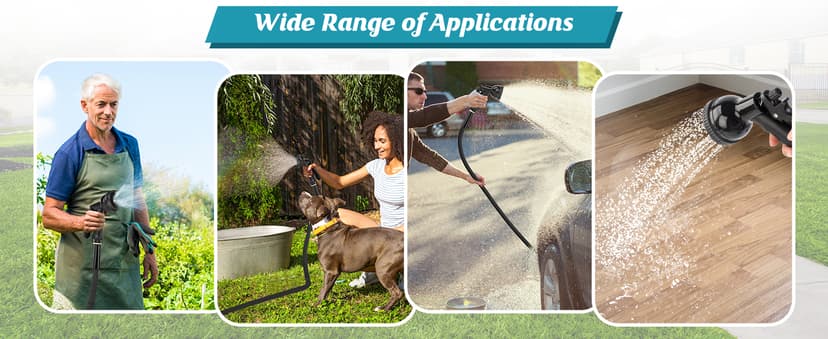 Garden Hose Non-Expanding 100ft, Flexible Garden Hose with 10 Function Hose Nozzle, Lightweight, Kink Free and Water Hose for Outdoor,Yard, Lawn, Car Wash, Marine,and Camper Use