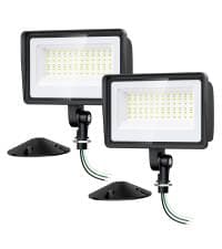Onforu 100W Flood Lights Outdoor, 9000lm Bright LED Work Light with Plug, 6500K Daylight White LED Flood Lighting, IP66 Waterproof Security Yard Lights for Yard Garage Stadium 2 Pack