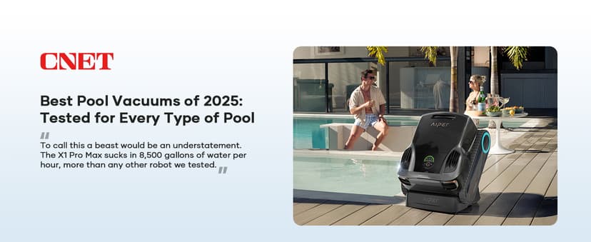 Aiper Scuba X1 Pro Max All-in-One Pool Cleaning Robot with Caddy, Pool Mapping, Adaptive Path, 8500 GPH Power, Double Filtration, Smart Surface Parking, Pool Vacuum for All Inground Pools