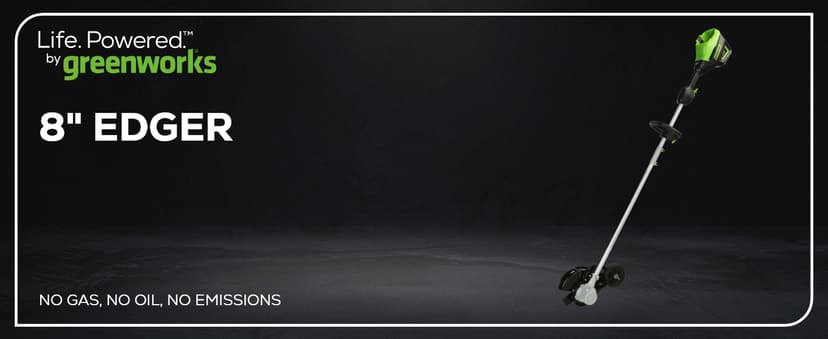 Greenworks 60V 8" Brushless Cordless Edger, 2.0 Ah Battery and Charger Included