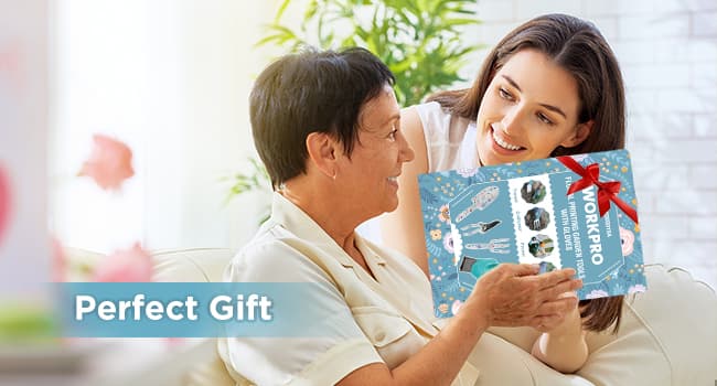 WORKPRO Aluminum Garden Tool Set, 4PCS Heavy Duty Hand Garden Tools with Box Include Trowel, Rake, Pruner, Garden Gloves, Garden Gifts