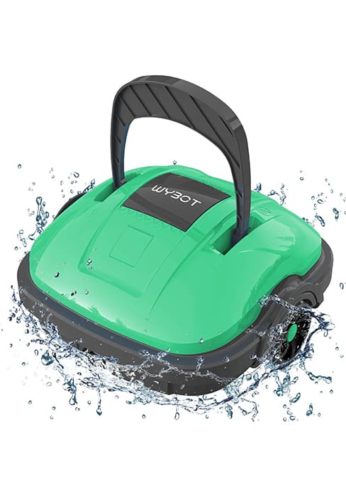 (2024 Upgrade) WYBOT C1 Robotic Pool Cleaner for In Ground Pools up to 65 FT in Length, 150mins Runtime, Cordless Pool Vaccum with Wall Climbing Function, Larger Top-Loading Filters Green