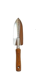Japanese Garden Trowel Heavy Duty Japanese Steel with Wood Handle, Garden Transplanter Tool for Digging, Scooping, Transplanting, Made in Japan, Large Silver