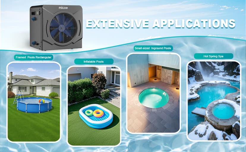 17000 BTU Energy Efficient Electric Pool Heat Pump - for Above Ground Pools Up to 15ft (8/11/15ft) & 5,000 Gallons, Ultra Quiet 50dB, 110V/120V with Easy Install Kit (17000 BTU)