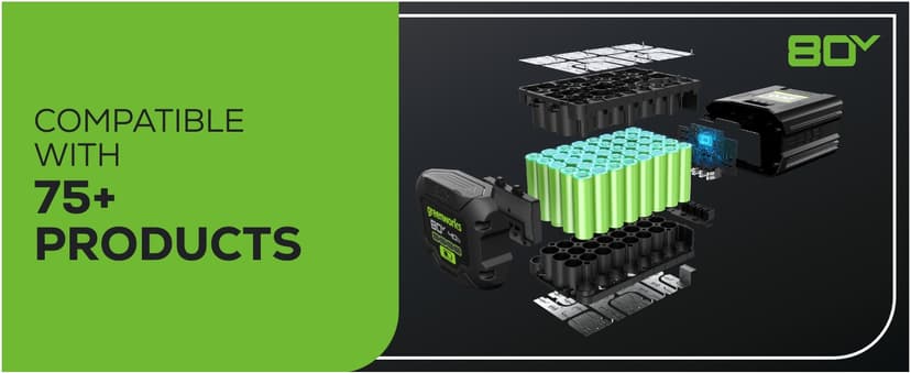 Greenworks 80V 21" Brushless Cordless (Push) Lawn Mower (75+ Compatible Tools), 4.0Ah Battery and 60 Minute Rapid Charger Included