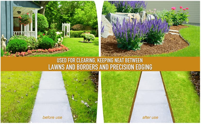 Colwelt Saw-Tooth Edger Lawn Tool, Half Moon Lawn Edger with T-Grip, Sidewalk Grass Long Handled Step Edger, 38-Inch