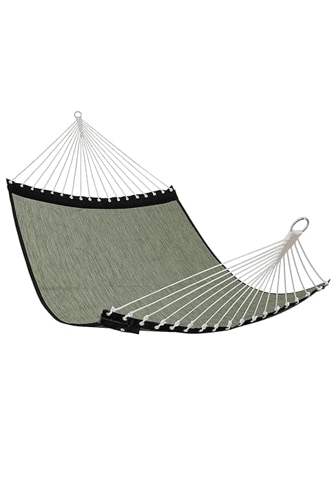 Patio Watcher 13 FT Quick Dry Textilene Hammock - Outdoor Double Hammock - Heavy Duty for Outside - 450 lbs Capacity - Green White