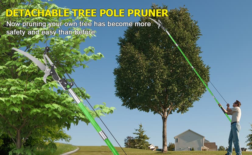 27 Feet Tree Pole Pruner Manual Branches Trimmer Tree Branch Garden Tools Loppers Hand Pole Saws Extendable Height Adustable System for Sawing and Shearing