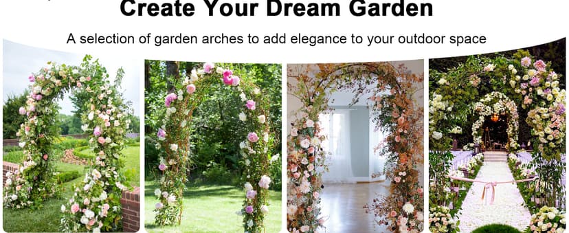 Metal Pergola Arbor, Outdoor Flower Garden Arch Trellis, Steel Garden Arbor for Climbing Plants, Wedding Decoration, 7'8" H x 4'5" W