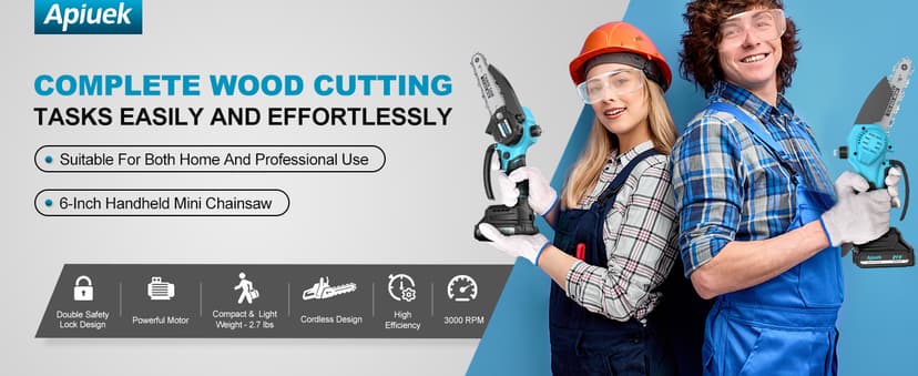 Mini Electric Chain Saw, GUIFIN 6 Inch Cordless Chainsaw, 2 Pcs Rechargeable Battery, Compact One-Hand Use And Auto Lubrication System, Double Safety Lock, Home Improvement, Garden & Orchard Pruning