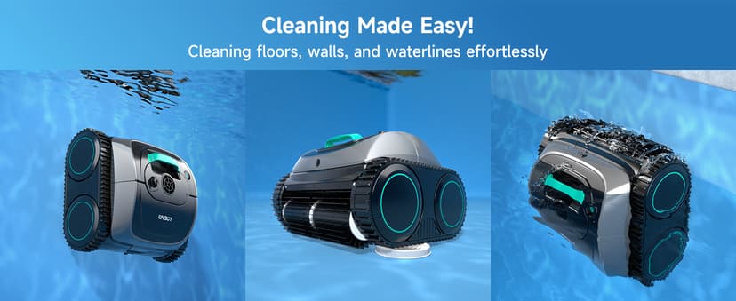 (2025 Upgrade) WYBOT C1 Pool Robot Vacuum for Inground Pools, 4-in-1 Cordless Robotic Pool Cleaner Lasts 150min, Triple-Motor up to 1,614 Sq.ft, Smart APP Support, Auto Wall & Waterline Cleaning