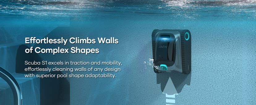 (2025 Upgrade) Aiper Scuba S1 Robotic Pool Cleaner,Wall & Waterline Cleaning,180-Min Battery Life, Ultra-fine Filtation, Smart Navigation, App Support