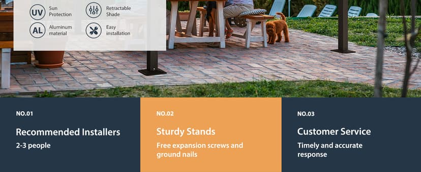 HAPPATIO 10' X 10' Pergola Retractable Canopy for Backyards, Gardens, Patios, Outdoor Pergola with Sun Shade Canopy, Includes Ground Studs and Expansion Screws (Grey)