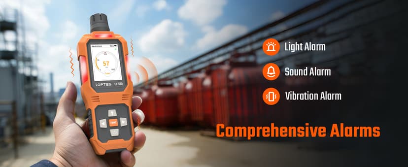 CT-580 Portable Carbon Monoxide Detector, Rechargeable CO Detector with Vibration, Visual & Audible Alarms, 0-1000PPM, TFT Color Display for Home, Camping, Travel, Industrial & Professional Use