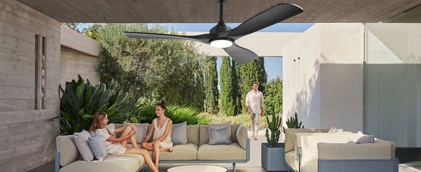 Depuley 52-Inch Ceiling Fan with Light: Black 3 Blade Outdoor Fans for Patios - Dimmable Indoor Fan with Remote APP Control Ultra Quiet DC Motor Reversible 6 Speed Timer