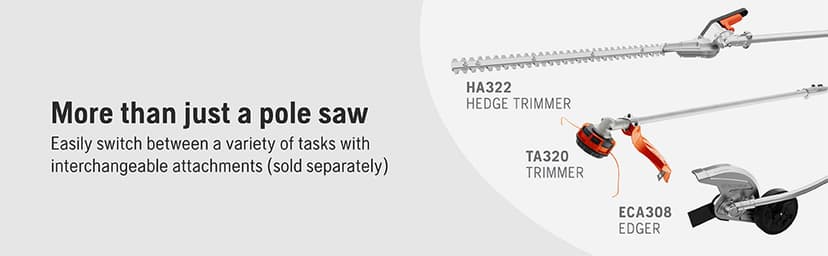 Husqvarna 122LKP Gas Pole Saw, Multi-Purpose Tool with Pole Saw Attachment, Equipped with X-CUT Chain, 12-Inch Reach Cuts Limbs up to 8 Inches Thick, 970796201