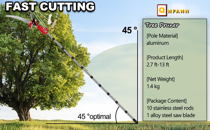 13ft Pole Saws for Tree Trimming, Lightweight Stainless Steel Tree Trimmers Long Handle Pruner, Tree Pruner Extendable, Manual Pole Cutter for Yard Garden Patios Trees Branches Cutting