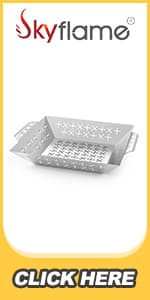 Skyflame Wood Chip Smoker Box, Stainless Steel Double V-shape BBQ Smoke Box with Hinged Lid for Charcoal & Propane Gas Grill, 12.5"(L) x 3.3"(W) x 2.5"(H), U.S. Design Patent