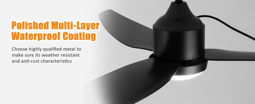 Depuley Outdoor Ceiling Fan with Light: 52 Inch Gazebo Fan Outdoor Hanging - Plug in Ceiling Fan for Patio Waterproof - Dimmable Ceiling Fan Remote App Control Black