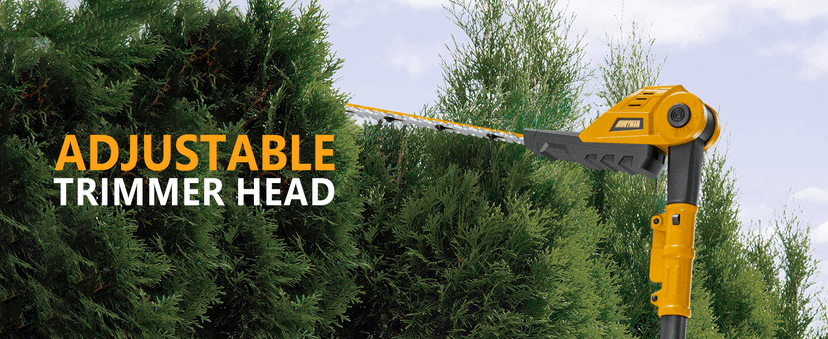 Alloyman Pole Saw 8-Inch Cordless and 16-Inch Pole Hedge Trimmer 2-in-1,with 2 Packs 4.0Ah Batteries & Charger,for Tree Trimming and Shrubs Pruning