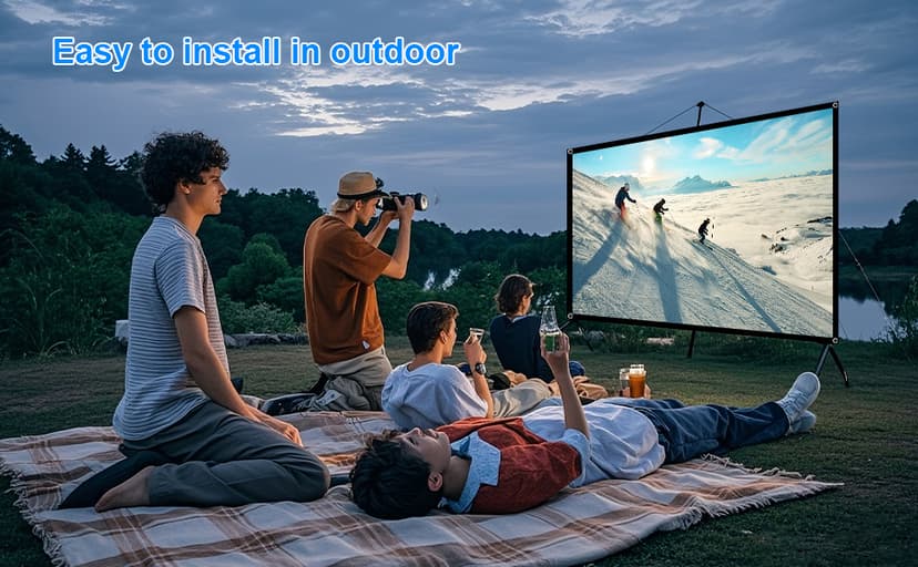 60 Inch Projector Screen, OKEDUO 4K 16:9 HD Portable Projection Movie Screen, Anti-Crease Indoor Outdoor, Simple Install, Easy Carrying Projection Screen for Home Theater Backyard