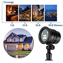 Christmas Projector Lights Outdoor, Waterproof Christmas Laser Lights Landscape Spotlight Decorative Stage Lights with Red and Green Xmas Patterns for Party Garden Patio Wall Ceiling Floor