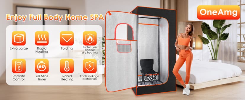 Portable Sauna Box for Home With 3L 1000W Steamer, Remote Control, Folding Chair - Steam Tent for Gym, Yoga, Pilates, Hot Tub