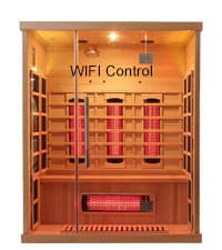 Smartmak Wood Home Steam Sauna, 3 Person Canadian Hemlock Traditional Luxurious Wooden Indoor Spa Room, with 3.5 kw Heater, Bluetooth Speaker, Rocks, Water Bucket, Spoon, Hygrothermograph, Lights