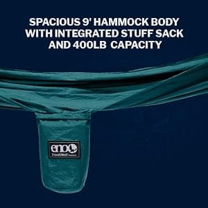 ENO TravelNest Hammock & Straps Combo - Portable Hiking and Camping Hammock with Straps Included - Travel Hammock for Camping, Hiking, Backpacking, a Festival, or The Beach - Marine
