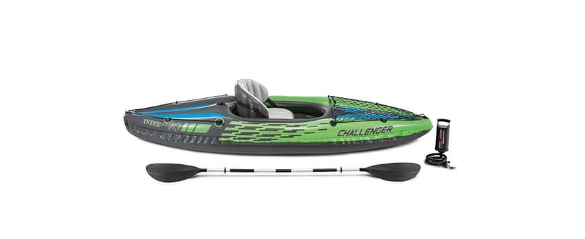 INTEX Challenger Inflatable Kayak Series: Includes Deluxe 86in Kayak Paddles and High-Output Pump – SuperStrong PVC – Adjustable Seat with Backrest – Removable Skeg – Cargo Storage Net