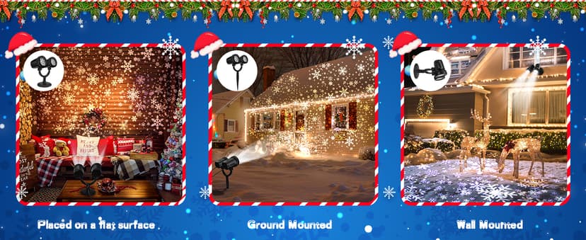 Christmas Projector Lights Outdoor, Clearer Snowflake Projector Lights IP65 Waterproof, LED Rotating Snowfall Decor Lamp for Xmas Holiday Wedding Indoor Party New Year Garden Decorations