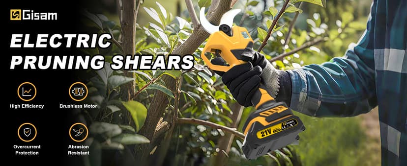 Electric Pruning Shears for Gardening, Battery Pruning Shears Max 2.4” Opening Diameter, Electric Pruner with LCD Display & 2 x 2000mAh Batteries for Branch, Fruit Plucking and Tree Trimming