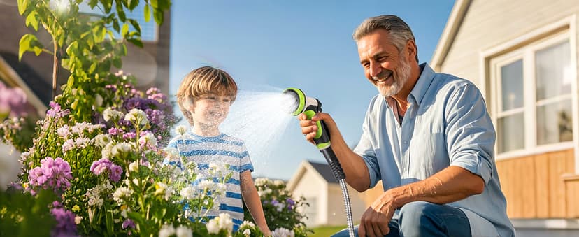 Garden Hose 50 ft, Stainless Steel Water Hose with 10 Function Nozzle Flexible, Heavy Duty, Lightweight, No-Kink, Pet Proof, Puncture Proof Hose Metal for Yard, Outdoor