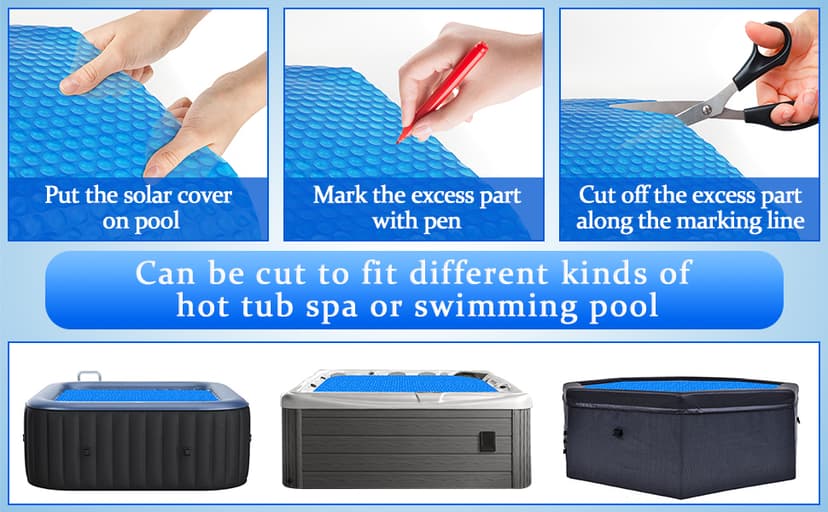 Solar Hot Tub Spa Bubble Cover Blanket for 6 7 Ft Square Inflatable Hot Tub Spa Pool Thermal Insulation Floating Bubble Wrap Covers Blankets(7 x 7 Ft)