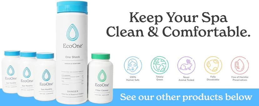 EcoOne | Hot Tub Chemical Maintenance & Supply Kit | Spa Shock, Conditioner & Purification Kit | Contains Oneshock Chlorine Granular, SPA Monthly Conditioner & Filter Cleanser | 3 Month Supply
