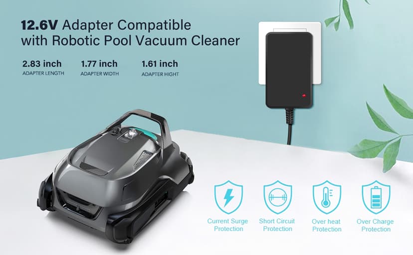 SLLEA 12.6V 2-Prong AC/DC Adapter Compatible with Paxcess HJ1103 HJ1103J Cordless 5000 Automatic Robotic Pool Vacuum Cleaner 5000mAh Lithium Ion Battery XSG1261800 12.6VDC 1.8A Power Supply Charger