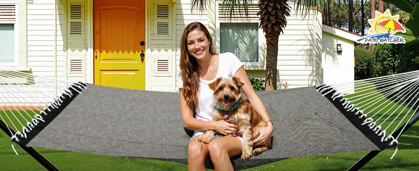 Patio Watcher 13 FT Quick Dry Textilene Hammock - Outdoor Double Hammock - Heavy Duty for Outside - 450 lbs Capacity - Mocha